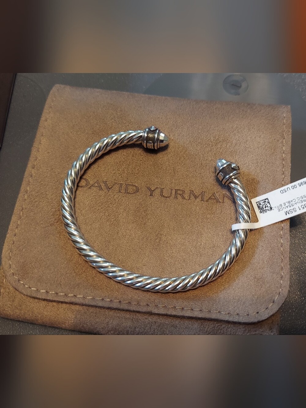 David Yurman Twisted Cable Open Cuff Bracelet in Shiny Silver